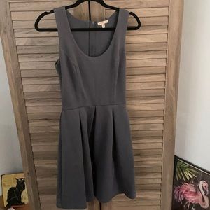 Bordeaux (Anthropologie) Grey Fit and Flare Dress